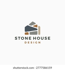 stone house home logo vector icon illustration