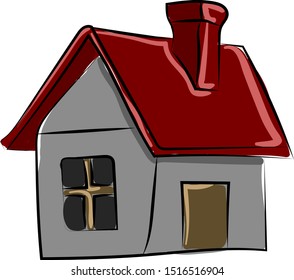 Steinhaus, Illustration, Vektorgrafik auf weißem Hintergrund.