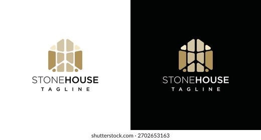 Ilustração do ícone do vetor do projeto do logotipo da casa de pedra.	