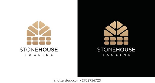 Stone house logo design vector icon illustration.	