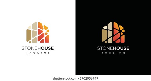 Ilustração do ícone do vetor do projeto do logotipo da casa de pedra.	