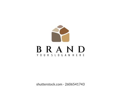 stone house logo in flat vector design