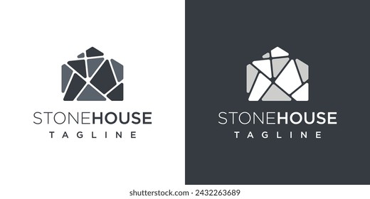 stone house logo vector icon illustration. brick or stone house logo design template elements