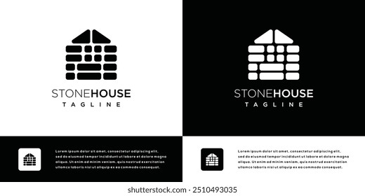 Stone house logo vector icon illustration. Stone house logo design template elements	