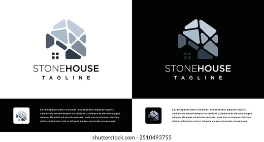 Ilustração do ícone do vetor do logotipo da casa de pedra. Elementos do modelo de design do logotipo da casa de pedra	