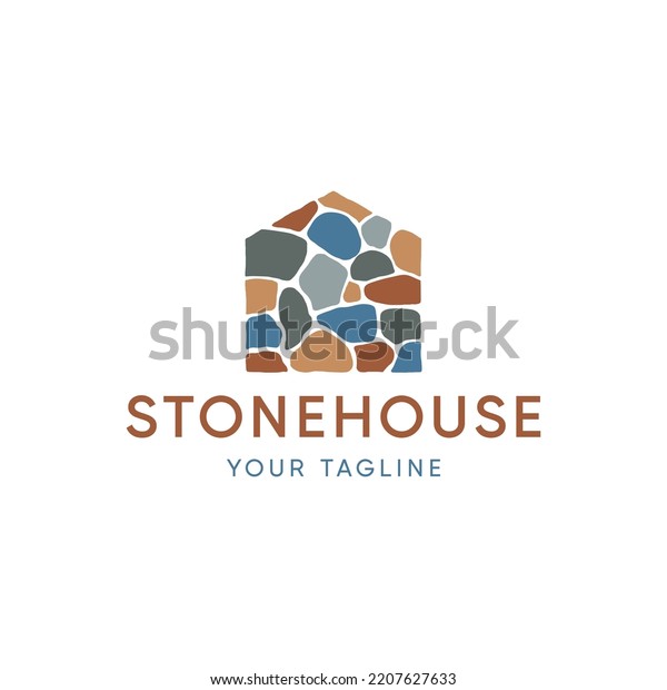 Stone House Logo Vector Icon Illustration Stock Vector Royalty Free Shutterstock
