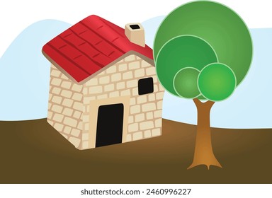 Stone house template. vector illustration