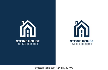 Plantilla con logotipo de la Ilustración vectorial Stone House. Vector libre EPS10