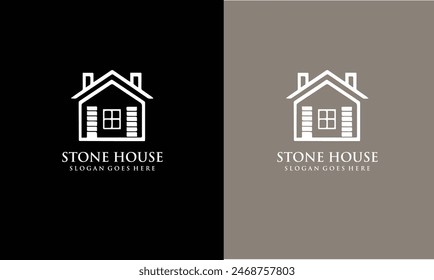 Plantilla con logotipo de la Ilustración vectorial Stone House. Vector libre EPS10