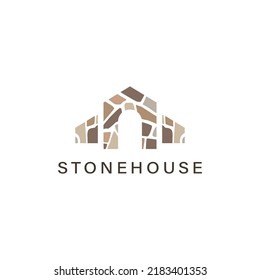 Stone house vector logo design illustration
