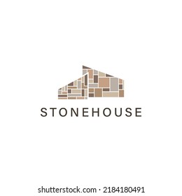 Stone house vector logo design illustration