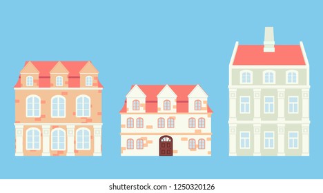 Stone houses of the aristocracy. Flat illustration