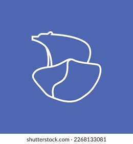 stone of ice iceberg polar bear cold minimalist line modern logo design vector