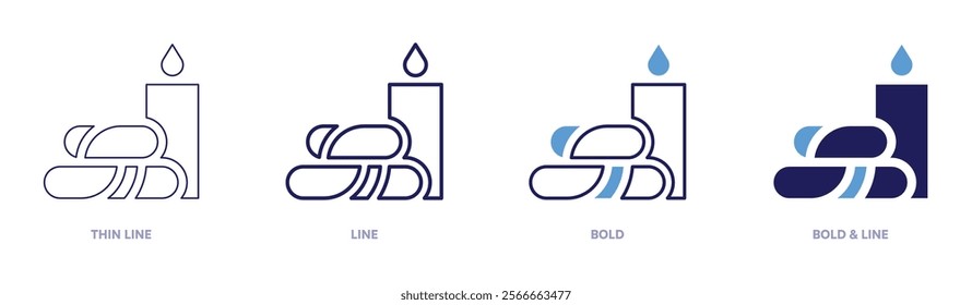 Stone icon in 4 different styles. Thin Line, Line, Bold, and Bold Line. Duotone style. Editable stroke.
