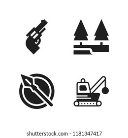 stone icon. 4 stone vector icons set. spear, demolishing and revolver icons for web and design about stone theme