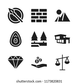 stone icon. 9 stone vector icons set. river, alms and avocado icons for web and design about stone theme