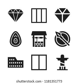 stone icon. 9 stone vector icons set. coliseum, columns and spear icons for web and design about stone theme