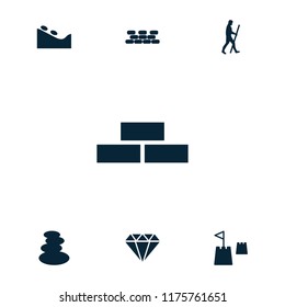 Stone icon. collection of 7 stone filled icons such as brick wall, caveman, gem. editable stone icons for web and mobile.