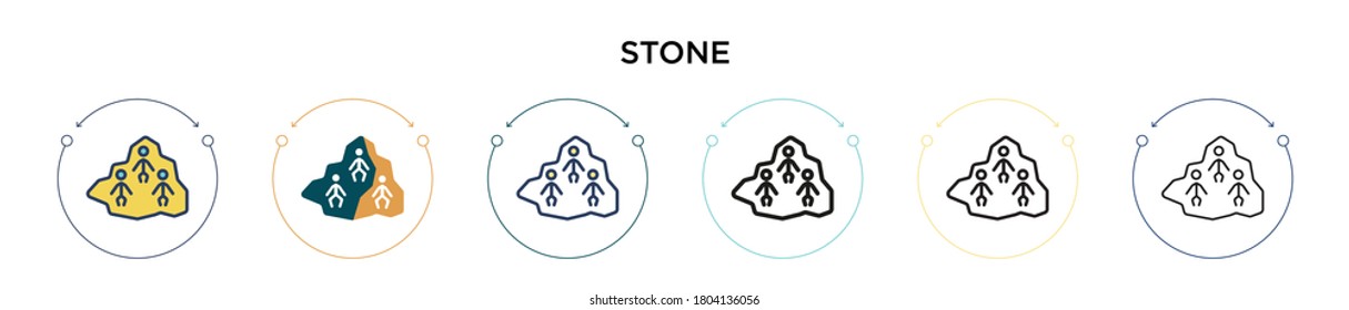 Stone icon in filled, thin line, outline and stroke style. Vector illustration of two colored and black stone vector icons designs can be used for mobile, ui, web