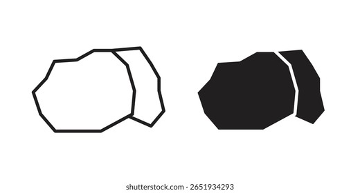 Icono de piedra. Versiones planas y de trazo. Elementos gráficos.
