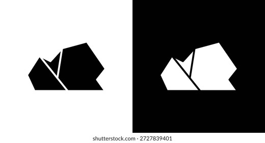 Ilustración vectorial plana icono de piedra. Símbolos negros simples