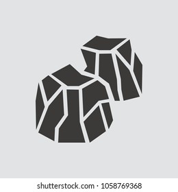 stone icon isolated of flat style. Vector illustration.