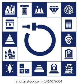 stone icon set. 17 filled stone icons.  Simple modern icons about  - Canyon, Water well, Pyramid, Earrings, Angkor wat, Columns, Spa, Tombstone, Diamond, Column, Domino, Cemetery
