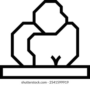 icono de piedra. Diseño de estilo lineal delgado aislado sobre fondo blanco
