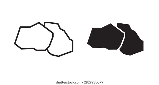Stone icon thin white vector..
