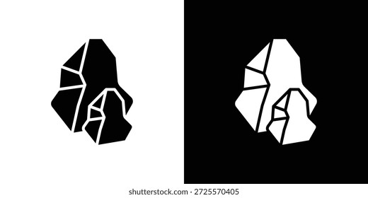 Icono de piedra en estilo lineal delgado de trazo de moda.
