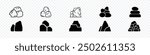 stone icon vector icon. Coal black rocks icon. stones pyramid icon, rock, stone icons vector symbol, Pile of stones, graphite coal.