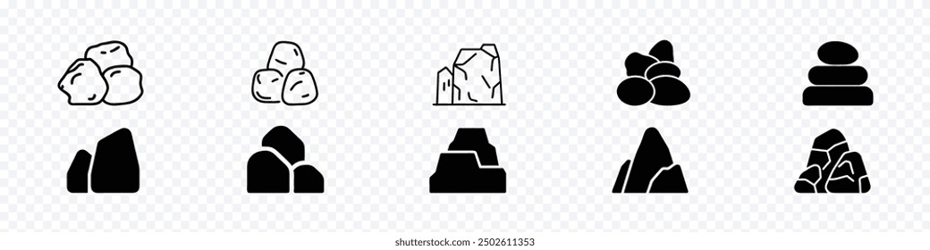 stone icon vector icon. Coal black rocks icon. stones pyramid icon, rock, stone icons vector symbol, Pile of stones, graphite coal.