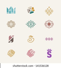 Stone icons set | Abstract signs set for luxury stone jewellery company