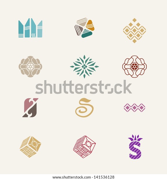 Stone Icons Set Abstract Signs Set Stock Vector Royalty Free Shutterstock