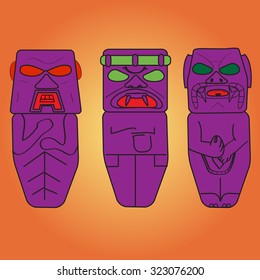 Stone idols. Vector illustration