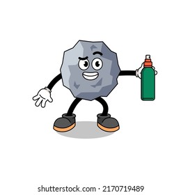 stone illustration cartoon holding mosquito repellent , character design
