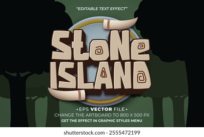 Stone Island 3d text effect editable vector