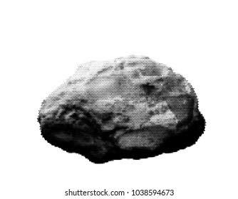 Stone. Isolated on white background. Vector illustration. Halftone style.