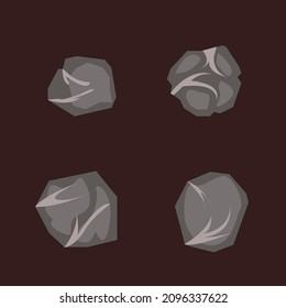 stone in isometric 2d flat style. Different sets of stones. Rocks of various shapes.stones with 2d that will be combined in animation or games.