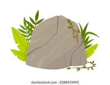 Stone jungles button or panel. Interface for programs and applications. Place for text. UI and UX design element for games and mobile apps. Cartoon flat vector illustration