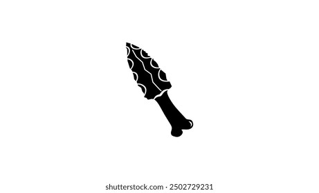 stone knife, Black Isolated Silhouette