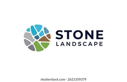 Stone landscape logo design. Abstract stone vector design graphic icon symbol