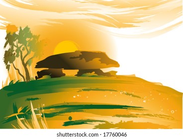 stone landscape, vector illustration