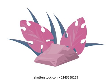 stone and leafs nature icon