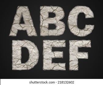 Stone letters set. Vector illustration.