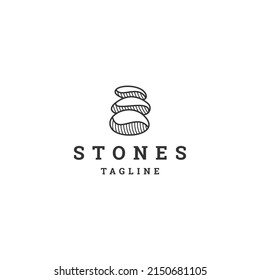 Stone line logo icon design template flat vector