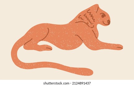 Stone Lion Statue Made Of Marble, Sand Colors. Vector Illustration Isolated On White Background. Flat Design, Cartoon.