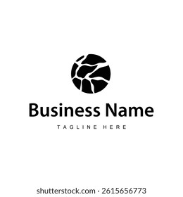 stone logo with balance concept with simple black silhouette illustration of natural stone symbol