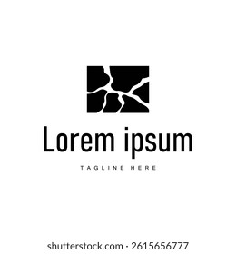stone logo with balance concept with simple black silhouette illustration of natural stone symbol