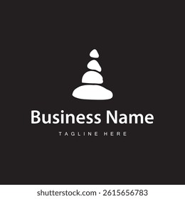 stone logo with balance concept with simple black silhouette illustration of natural stone symbol